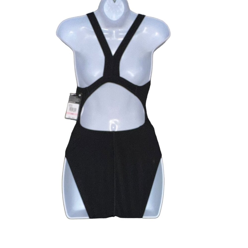 NWT Speedo Endurance + One Piece Swimsuit Womens 30 Solid Flyback Black Training - Picture 6 of 9